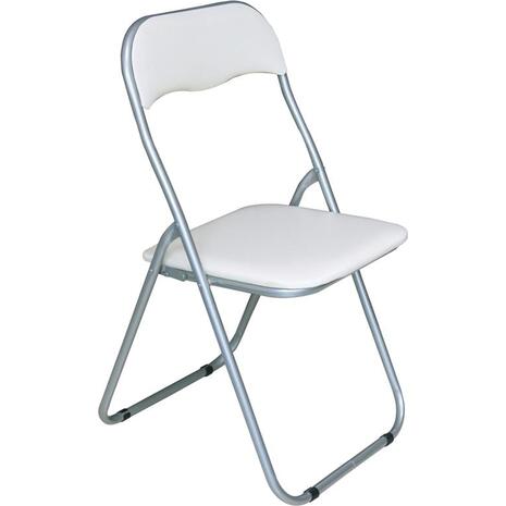LINDA Καρέκλα Πτυσσόμενη Βαφή Γκρι, Pvc Άσπρο (Ε557,4) (Λευκό)