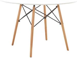 ART Wood Τραπέζι Ροτόντα Τραπεζαρίας-Κουζίνας, Πόδια Οξιά Φυσικό, Επιφ.MDF Άσπρο (Ε7084,1)