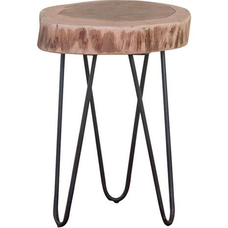 FUEGO Τραπεζάκι Σαλονιού Καθιστικού, Μέταλλο Βαφή Μαύρο, Ξύλο Ακακία Φυσικό (ΕΑ7059,1)