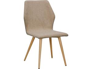 LETO Καρέκλα Τραπεζαρίας Κουζίνας, Μέταλλο Βαφή Φυσικό, Ύφασμα Ανοιχτό Καφέ (σετ 4 τεμαχίων) (ΕΜ772,1)