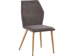 LETO Καρέκλα Τραπεζαρίας Κουζίνας, Μέταλλο Βαφή Φυσικό, Ύφασμα Grey Brown (σετ 4 τεμαχίων) (ΕΜ772,3)