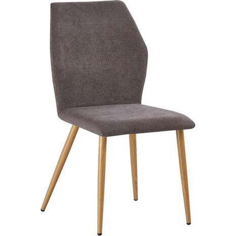 LETO Καρέκλα Τραπεζαρίας Κουζίνας, Μέταλλο Βαφή Φυσικό, Ύφασμα Grey Brown (σετ 4 τεμαχίων) (ΕΜ772,3)