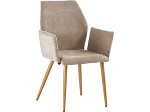 LETO Πολυθρόνα Τραπεζαρίας Κουζίνας, Μέταλλο Βαφή Φυσικό, Ύφασμα Ανοιχτό Καφέ (σετ 4 τεμαχίων) (ΕΜ773,1)