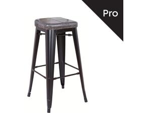 RELIX Σκαμπό Bar-Pro, Στοιβαζόμενο, Μέταλλο Βαφή Μαύρο Matte, Pu Σκούρο Γκρι (Ε5190P,12M)