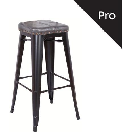 RELIX Σκαμπό Bar-Pro, Στοιβαζόμενο, Μέταλλο Βαφή Μαύρο Matte, Pu Σκούρο Γκρι (Ε5190P,12M)