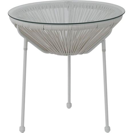 ACAPULCO Τραπεζάκι Μέταλλο Βαφή Άσπρο, Rattan Άσπρο (Ε246,Α1)