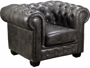 CHESTERFIELD Birmingham Πολυθρόνα Σαλονιού Καθιστικού, Δέρμα Antique Grey (Ε9574,12)