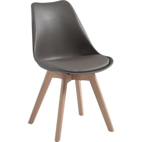 MARTIN Καρέκλα Τραπεζαρίας Metal Cross Ξύλο, PP Sand Beige, Αμοντάριστη Ταπετσαρία (σετ 4 τεμαχίων) (ΕΜ136,90W)