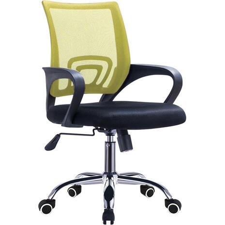 BF2101-F Πολυθρόνα Γραφείου με Aνάκλιση, Μέταλλο Χρώμιο Mesh Λαχανί - Μαύρο (ΕΟ254,51F) (Λαχανί)