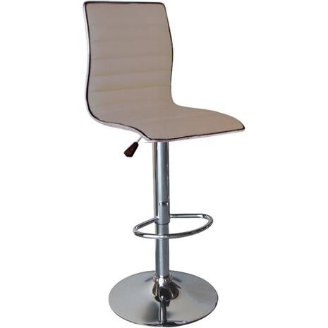 ALFI Σκαμπό BAR με Πλάτη, Βάση Χρώμιο, PU Cappuccino Ρύθμιση Ύψους, Περιστρεφόμενο (σετ 2 τεμαχίων) (ΕΜ970,2)