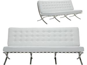 BARCELONA τ. Καναπές Σαλονιού Καθιστικού 3Θέσιος Inox - Pu Άσπρο (Ε968,31)