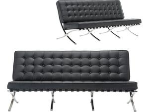 BARCELONA τ. Καναπές Σαλονιού Καθιστικού 3Θέσιος Inox - Pu Μαύρο (Ε968,32)