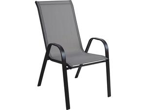 RIO Πολυθρόνα Στοιβαζόμενη Κήπου, Μέταλλο Βαφή Μαύρο, Textilene Γκρι (4,20kg) (Ε270,4)