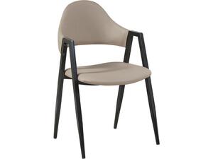 DELTA Πολυθρόνα Μέταλλο Βαφή Μαύρο, Pu Cappuccino (σετ 2 τεμαχίων) (ΕΜ1301,2)