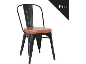 RELIX Καρέκλα-Pro, Στοιβαζόμενη, Μέταλλο Βαφή Μαύρο Matte, Pu Camel (Ε5191P,14Μ)