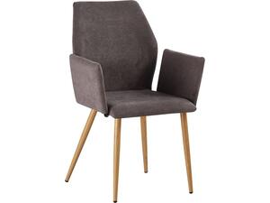 LETO Πολυθρόνα Τραπεζαρίας Κουζίνας, Μέταλλο Βαφή Φυσικό, Ύφασμα Grey Brown (σετ 4 τεμαχίων) (ΕΜ773,3)