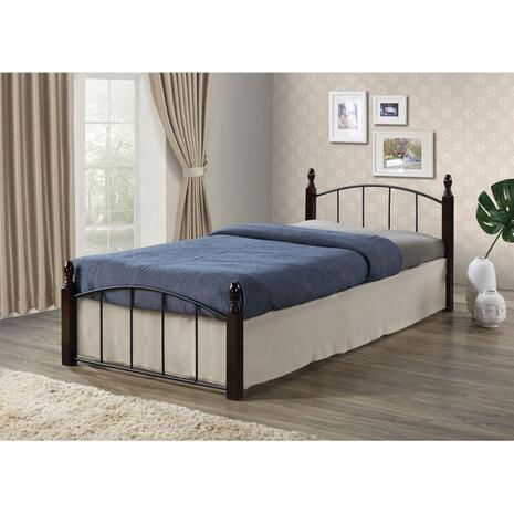 ARAGON Κρεβάτι Μονό, για Στρώμα 90x190cm, Μέταλλο Βαφή Μαύρο - Ξύλο Καρυδί (Ε8096)