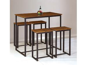HENRY Set Bar Τραπέζι + 4 Σκαμπό, Μέταλλο Βαφή Σκούρο Καφέ - Καρυδί (ΕΜ9795)