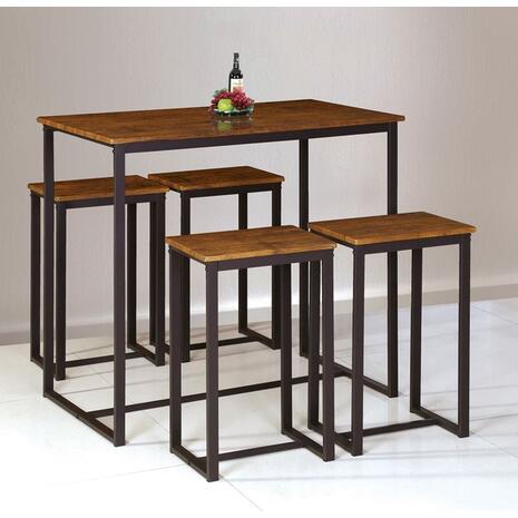 HENRY Set Bar Τραπέζι + 4 Σκαμπό, Μέταλλο Βαφή Σκούρο Καφέ - Καρυδί (ΕΜ9795)