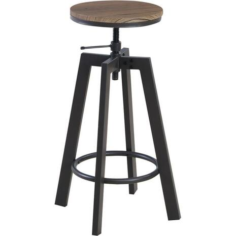 YORK Σκαμπό BAR, Μέταλλο Βαφή Σκούρο Καφέ, Καρυδί, Ρύθμιση Ύψους, Περιστρεφόμενο (σετ 2 τεμαχίων) (ΕΜ9793,1)