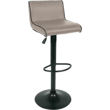 NERO Σκαμπό BAR με Πλάτη, Μέταλλο Μαύρο, PU Cappuccino, Ρύθμιση Ύψους, Περιστρεφόμενο (σετ 2 τεμαχίων) (ΕΜ405,3)