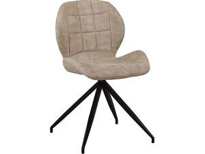 NORMA Καρέκλα Τραπεζαρίας Μέταλλο Βαφή Μαύρη, Ύφασμα Suede Μπεζ (σετ 2 τεμαχίων) (ΕΜ792,3)