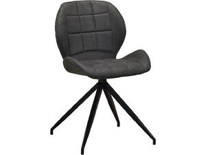 NORMA Καρέκλα Τραπεζαρίας Μέταλλο Βαφή Μαύρο, Ύφασμα Suede Ανθρακί (σετ 2 τεμαχίων) (ΕΜ792,1)