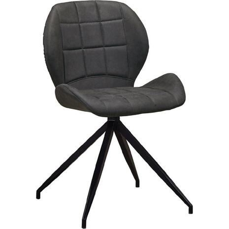 NORMA Καρέκλα Τραπεζαρίας Μέταλλο Βαφή Μαύρο, Ύφασμα Suede Ανθρακί (σετ 2 τεμαχίων) (ΕΜ792,1)