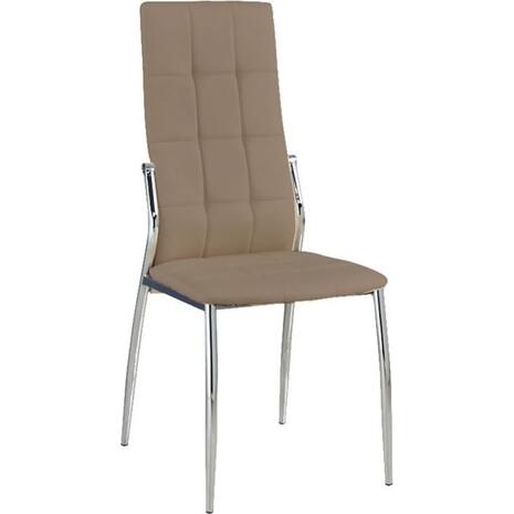 PRIMA Καρέκλα K/D Τραπεζαρίας Κουζίνας, Μέταλλο Χρώμιο, Pu Cappuccino (σετ 4 τεμαχίων) (ΕΜ900,3)
