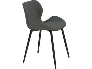 LILIAN Καρέκλα Τραπεζαρίας Μέταλλο Βαφή Μαύρο, Ύφασμα Σκούρο Γκρι (σετ 4 τεμαχίων) (ΕΜ766,4Μ)