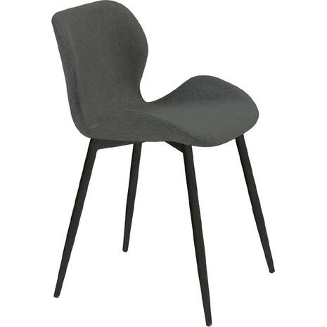 LILIAN Καρέκλα Τραπεζαρίας Μέταλλο Βαφή Μαύρο, Ύφασμα Σκούρο Γκρι (σετ 4 τεμαχίων) (ΕΜ766,4Μ)