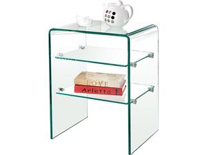 GLASSER Κομοδίνο Clear  2 Ράφια - Γυαλί 10mm / 6mm (ΕΜ729)