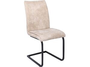 TORY Καρέκλα Τραπεζαρίας Κουζίνας, Μέταλλο Βαφή Μαύρο Ύφασμα Suede Μπεζ (σετ 4 τεμαχίων) (ΕΜ794,3)