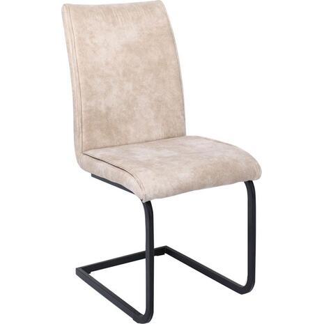 TORY Καρέκλα Τραπεζαρίας Κουζίνας, Μέταλλο Βαφή Μαύρο Ύφασμα Suede Μπεζ (σετ 4 τεμαχίων) (ΕΜ794,3)