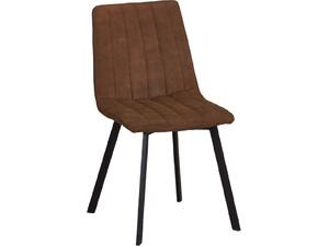 BETTY Καρέκλα Μέταλλο Βαφή Μαύρο, Ύφασμα Suede Καφέ (σετ 4 τεμαχίων) (ΕΜ791,2)