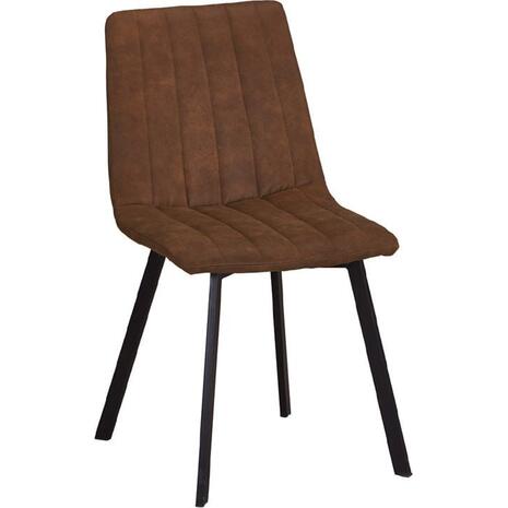 BETTY Καρέκλα Μέταλλο Βαφή Μαύρο, Ύφασμα Suede Καφέ (σετ 4 τεμαχίων) (ΕΜ791,2)