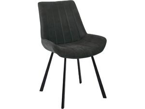 MATT Καρέκλα Τραπεζαρίας Μέταλλο Βαφή Μαύρο, Ύφασμα Suede Ανθρακί (σετ 4 τεμαχίων) (ΕΜ790,1)