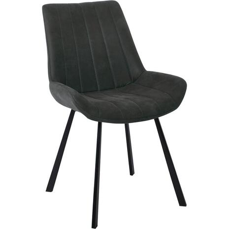 MATT Καρέκλα Τραπεζαρίας Μέταλλο Βαφή Μαύρο, Ύφασμα Suede Ανθρακί (σετ 4 τεμαχίων) (ΕΜ790,1)