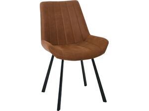 MATT Καρέκλα Τραπεζαρίας Μέταλλο Βαφή Μαύρο, Ύφασμα Suede Καφέ (σετ 4 τεμαχίων) (ΕΜ790,2)