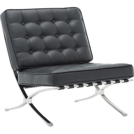 BARCELONA τ. Καρέκλα Σαλονιού Καθιστικού Inox - Pu Μαύρο (Ε968,12)