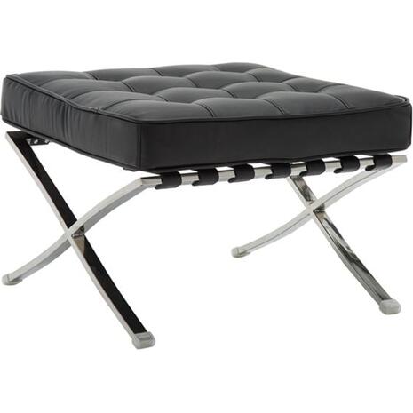 BARCELONA τ. Σκαμπό - Υποπόδιο, Βάση Inox, Pu Μαύρο (Ε968,02)