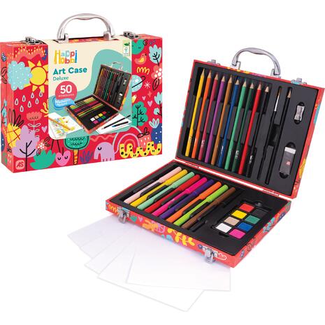 HappiHobbi Κασετίνα Ζωγραφικής Ξύλινη Deluxe My World 50 Αξεσουάρ (1038-82060)