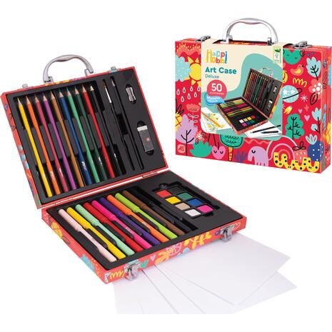 HappiHobbi Κασετίνα Ζωγραφικής Ξύλινη Deluxe My World 50 Αξεσουάρ (1038-82060)