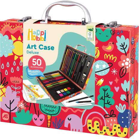 HappiHobbi Κασετίνα Ζωγραφικής Ξύλινη Deluxe My World 50 Αξεσουάρ (1038-82060)