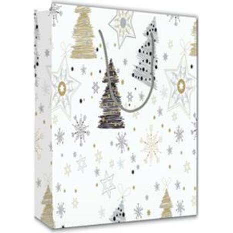 Χάρτινη σακούλα δώρου 13x10x5cm " Έλατα"  (Διάφορα χρώματα)