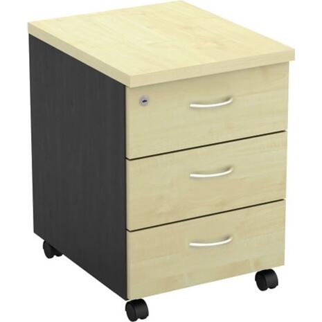 ΣΥΡΤΑΡΙΕΡΑ-A Τροχήλατη με 3 συρτάρια, Απόχρωση Dark Grey - Beech (ΕΟ126,4)