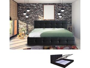 FIDEL Κρεβάτι Διπλό με Αποθηκευτικό Χώρο, για Στρώμα 160x200cm, PU Μαύρο (Ε8053Α)