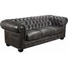 CHESTERFIELD Birmingham Καναπές 3Θέσιος Σαλονιού Καθιστικού, Δέρμα Antique Grey (Ε9574,32)