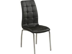 MELVA Καρέκλα Τραπεζαρίας - Κουζίνας, Μέταλλο Χρώμιο, PU Μαύρο (σετ 4 τεμαχίων) (ΕΜ942,1)