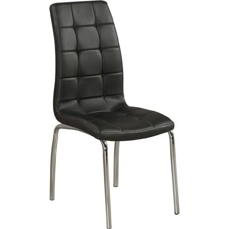 MELVA Καρέκλα Τραπεζαρίας - Κουζίνας, Μέταλλο Χρώμιο, PU Μαύρο (σετ 4 τεμαχίων) (ΕΜ942,1)